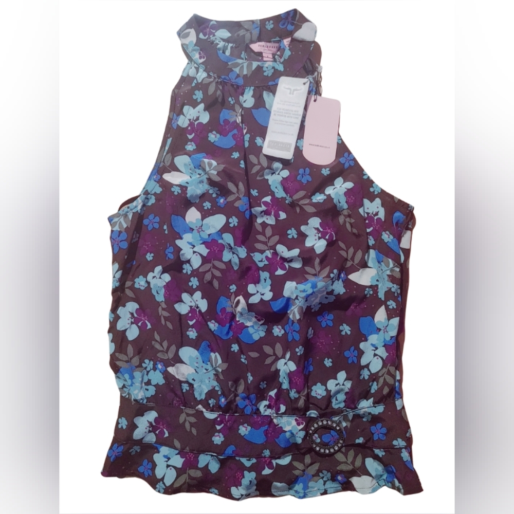 TED BAKER - NWT Floral Sleeveless Top - Blue and Purple Size 1